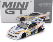 Mini-gt Nissan Silvia (s15) Lb Super Silhouette N 555 Formula Drift Japan 2023 1:64 Bílá Modrá Žlutá