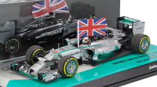 Minichamps Mercedes gp F1  W05 Amg Petronas N 44 World Champion Winner Abu Dhabi Gp With Flag 2014 Lewis Hamilton 1:43 Stříbrná Zelená