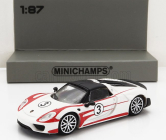 Minichamps Porsche 918 Spyder Salzburg Racing Design N 3 Weissachpackage 2015 1:87 Červená Bílá