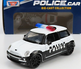 Motor-max Mini Cooper Police 2005 1:43 Bílá Černá