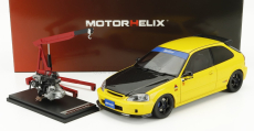 Motorhelix Honda Civic Ek9 Type R Spoon With Engine And Accessories 1999 1:18 Žlutý Černý Uhlík