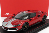 Mr-models Ferrari 296 Gtb Hybrid 830hp V6 Assetto Fiorano 2021 - Con Vetrina - With Showcase 1:18 Rosso Imola - Červená Met