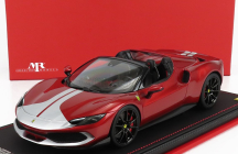 Mr-models Ferrari 296 Gts Spider Assetto Fiorano Open Roof 2022 - Con Vetrina - With Showcase 1:18 Rosso Imola Argento Nurburgring - Červená Met Stříbrná