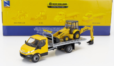 Newray Iveco fiat Daily Roll-off Pianale 2023 With Accessories + New Holland B110c Ruspa Gommata - Scraper Tractor 1:36 Žlutá Černá