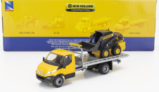 Newray Iveco fiat Daily Roll-off Pianale 2023 With Accessories + New Holland L228 Ruspa Gommata - Skid Steer Scraper Tractor 1:36 Žlutá Černá