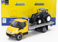 Newray Iveco fiat Daily Roll-off Pianale 2023 With New Holland T6.175 Tractor 1:36 Žlutá Modrá Černá