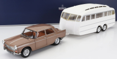 Norev Peugeot 404 With Caravan Roulotte Henon 1965 1:18 Brown Met