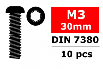 Ocelový Imbusový šroub s čočkovitou hlavou, M3x30mm, 10 ks.