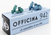 Officina-942 Piaggio Set 2x Vespa 98 + Vespa 98 Sidecar 1946 1:76 Zelená Světle Modrá