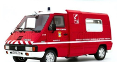 Otto-mobile Renault Master T30d Van Vehicule De Secours D'urgence Aux Asphyxies Marseille Marine Sapeurs Pompiers 1980 1:18 Červená Bílá