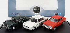 Oxford-models Ford england Set 3x Cortina Mki 1962 - Mkii 1967 - Mkiii 1973 1:76 Zelená Bílá Oranžová