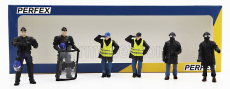 Perfex Figures Set 6x Police Gendarmes & Manifestants Gilets Jaunes Yellow Paris 1:43 Černá Modrá Žlutá