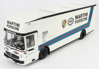 Schuco Mercedes benz O317 Truck Car Transporter Porsche Martini Racing 1968 1:18 Bílá Modrá