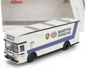Schuco Mercedes benz O317 Truck Car Transporter Porsche Martini Racing 1968 1:64 Bílá Modrá