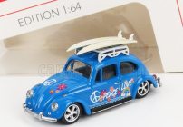 Schuco Volkswagen Beetle Kafer Maggiolino With Surfboard Peace & Love 1955 1:64 Světle Modrá