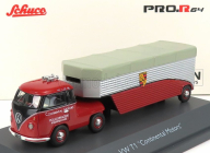 Schuco Volkswagen T1b Continental Motors Porsche Car Transporter 1962 1:64 Červená Černá Stříbrná