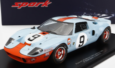 Spark-model Ford usa Gt40 4.9l V8 Team Jw Automotive Engineering Gulf N 9 Winner 24h Le Mans 1968 L.bianchi - P.rodriguez - Con Vetrina - With Showcase 1:18 Světle Modrá Oranžová