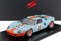 Spark-model Ford usa Gt40 4.9l V8 Team Jw Automotive Engineering N 22 Winner Sebring 1969 Jacky Ickx - Jackie Oliver 1:18 Světle Modrá Oranžová