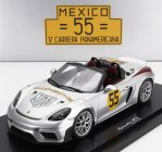Spark-model Porsche 718 (982) Spider Rs N 55 Tribute Rally Panamericana Livery 2024 - Con Vetrina - With Showcase 1:18 Silver