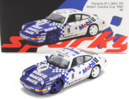 Spark-model Porsche 911 964 Rs Mobil1 N 8 Porsche Carrera Cup 1993 1:64 Modrá Bílá