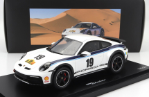 Spark-model Porsche 911 992 Coupe N 19 Rally Dakar Design 2022 - Con Vetrina - With Showcase 1:18 Bílá Modrá