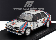 Topmarques Lancia Delta Hf Integrale 4wd Team Martini & Rossi Racing (night Version) N 4 Winner Rally Rac Lombard 1987 Juha Kankkunen - Juha Piironen - Con Vetrina - With Showcase 1:12 Bílá Červená Modrá