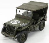 Welly Jeep Willys 1/4 Mb Usa Army Soft-top Closed 1945 1:18 Vojenská Zelená