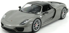 Welly Porsche 918 Spider Hard-top Closed 2015 - Carbon Roof 1:18 Grey Met