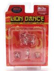 American diorama Figures Set 4x Lion Dance 2 1:64 Red