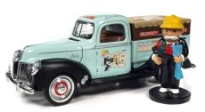 Autoworld Ford usa Pick-up Property Management Truck With Monopoly Figure 1940 1:18 Velmi Světle Zelená Černá