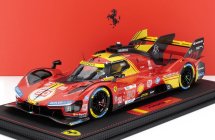 Bbr-models Ferrari 499p 3.0l Turbo V6 Team Ferrari Af Corse N 50 Winner 24h Le Mans 2024 Antonio Fuoco - Miguel Molina - Nicklas Nielsen - Con Vetrina - With Showcase 1:18 Červená Žlutá Černá