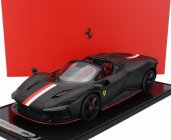 Bbr-models Ferrari Daytona Sp3 Serie Icona Open Roof Principato Di Monaco Livery N 16 Personal Car Charles Leclerc 2022 - Con Vetrina - With Showcase 1:12 Matt Black