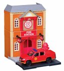 Bburago Accessories Diorama - Set Fire Station With Volkswagen Amarok Pick-up 2009 1:43 Red