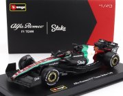 Bburago Alfa romeo F1  C43 Team Stake N 77 Monza Italy Gp 2023 Valtteri Bottas - With Pilot And Showcase 1:43