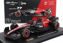 Bburago Alfa romeo F1  C43 Team Stake N 77 Season 2023 Valtteri Bottas - Con Pilota E Vetrina - With Pilot And Showcase - Exclusive Carmodel 1:43 Černá Červená