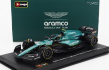 Bburago Aston martin F1  Amr23 Team Aramco Cognizant N 14 Season 2023 Fernando Alonso - With Pilot And Showcase 1:43 Zelená
