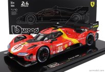 Bburago Ferrari 499p 3.0l Turbo V6 Team Ferrari Af Corse N 51 Winner 24h Le Mans 2023 Alessandro Pier Guidi - James Calado - Antonio Giovinazzi  - With Showcase - Exclusive Carmodel 1:18 Červená Žlutá Černá