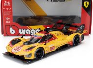 Bburago Ferrari 499p 3.0l Turbo V6 Team Af Corse N  83 24h Le Mans 2024 Robert Kubica - Robert Shwartzman - Yifei Ye 1:24 Žlutá Červená
