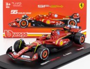 Bburago Ferrari F1  Sf-24 Team Scuderia Ferrari N 55 4th Italy Monza Gp 2024 Carlos Sainz - With Pilot And Showcase 1:43 Červená Bílá Černá