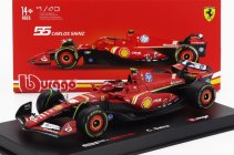 Bburago Ferrari F1  Sf-24 Team Scuderia Ferrari N 55 5th Emilia Romagna Imola Gp 2024 Carlos Sainz - With Pilot And Showcase 1:43 Červená Černá