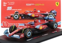 Bburago Ferrari F1  Sf-24 Team Scuderia Ferrari N 55 5th Miami Gp 2024 Carlos Sainz - With Pilot And Showcase 1:43 Červená Černá Světle Modrá