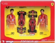 Bburago Ferrari Set F1  2x Sf-24 Team Scuderia Ferrari N 16 Season 2024 Charles Leclerc + N 55 Carlos Sainz 1:43 Červená Černá