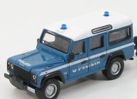 Bburago Land rover Defender 110 Station Wagon Polizia 1995 1:32 Světle Modrá Bílá