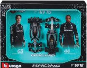 Bburago Mercedes gp Set F1  2x W15 Team Mercedes-amg Petronas Formula One N 44 Season 2024 Lewis Hamilton + N 63 George Russell 1:43 Černá Stříbrná Zelená