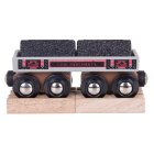 Bigjigs Rail Dlouhý vagónek s uhlím + 2 koleje