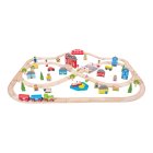 Bigjigs Rail Dřevěná vláčkodráha město a vesnice 101 dílů