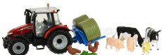 Britains Massey ferguson 5612 Tractor With Animals 2016 1:32 Červená Stříbrná