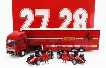 Brumm Iveco fiat Fiat Iveco 190 Truck Car Transporter Monaco Gp 1984 With 2x F1 Ferrari 126ck Turbo N 27 Michele Alboreto - N 28 Rene Arnoux + Figures And Accessories 1:43 Red