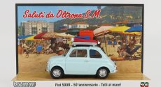 Brumm prom Fiat 500r 1972 - Tutti Al Mare - Saluti Da Oltrona S.m. 1:43, světle modrá