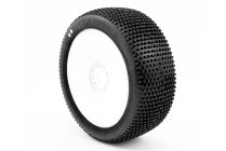 CLAYMORE V2 BUGGY S1 (SUPER SOFT) nalepené pneumatiky, bílé disky, 2 ks.